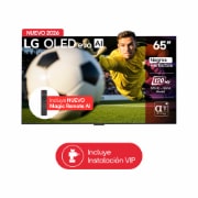 Vista frontal de TV LG 65" OLED evo AI C6 – Fútbol en gran formato y máximo brillo OLED65C6PSA